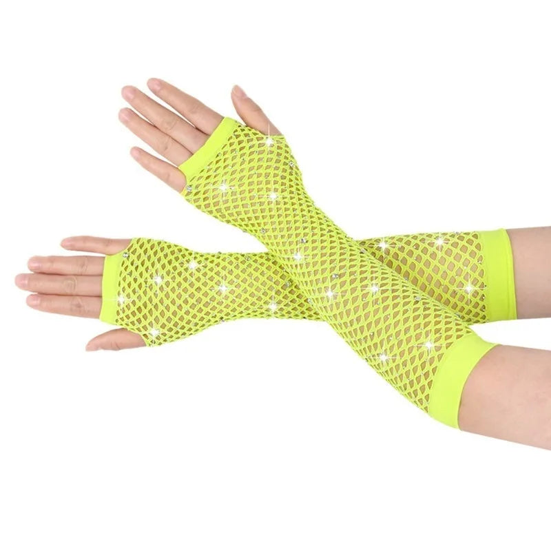 Rhinestone Fishnet Gloves | Fingerless