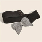 Rhinestone Bow Wide Elastic Belt | Stage & Bridal