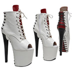Platform Pole Dance Boots | 20cm Open Toe | Snake Print