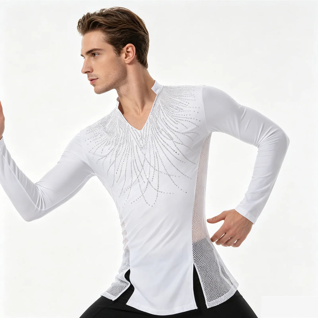 Men’s Dance Top | Rhinestone Split Hem