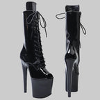Patent 8-Inch Platform Pole Dance Ankle Boots