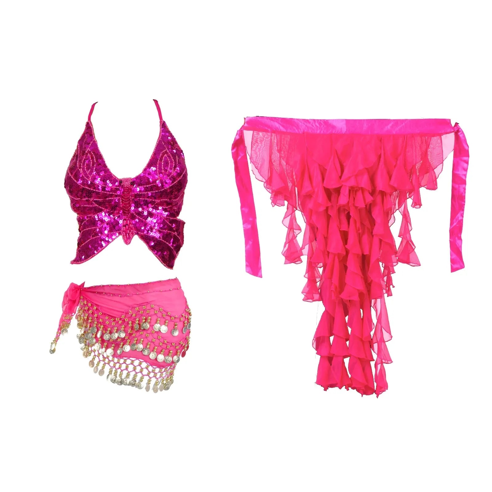 Belly Dance Sequin Halter Bra Top | Padded | Backless | 18 Colors