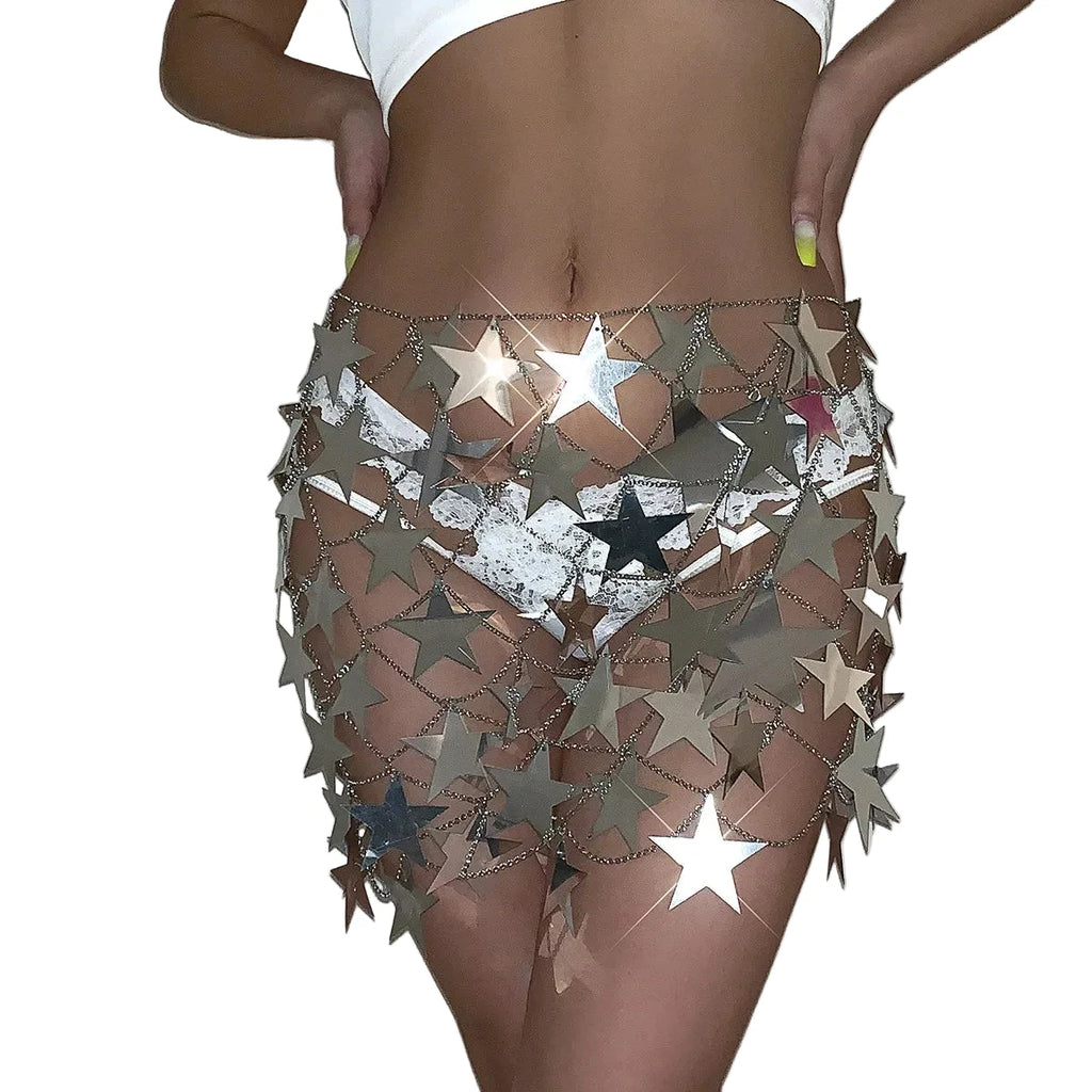 Starlight Star Sequin Waist Chain Skirt