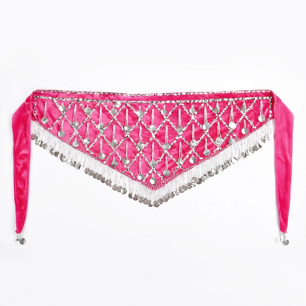 Velvet Tribal Hip Scarf | Coins & Fringe | Belly Dance
