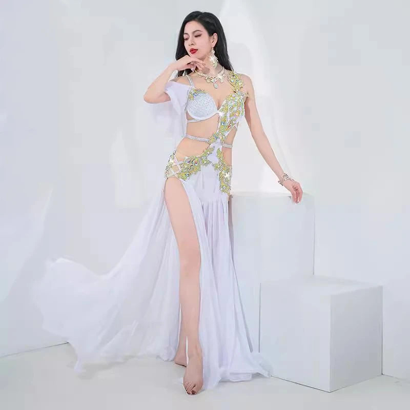 Egyptian Belly Dance Costume | Rhinestone Bra & Chiffon Skirt