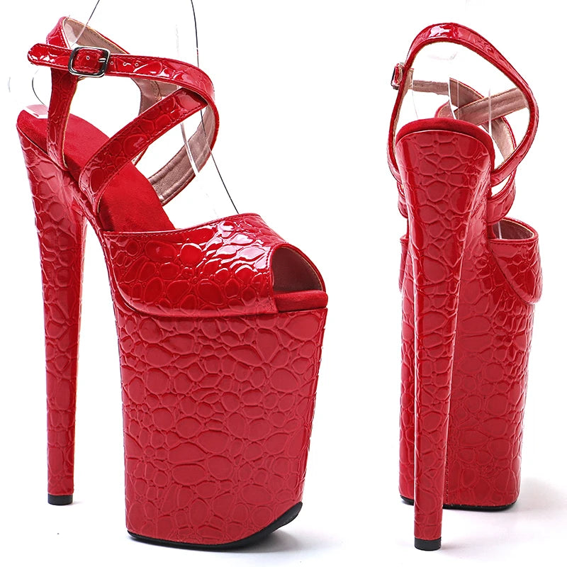 Stone Pattern Platform Sandals - 23cm Pole Dance Heels