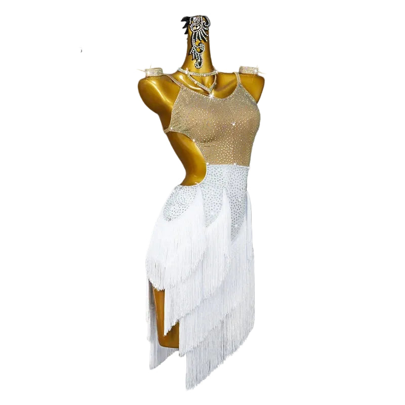 Fringe Crystal Latin Dance Dress with Accessories Set — Competition & Samba
