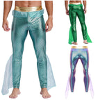 Men's Mermaid Leggings | Metallic Fish-Scale Print | Tulle Trim
