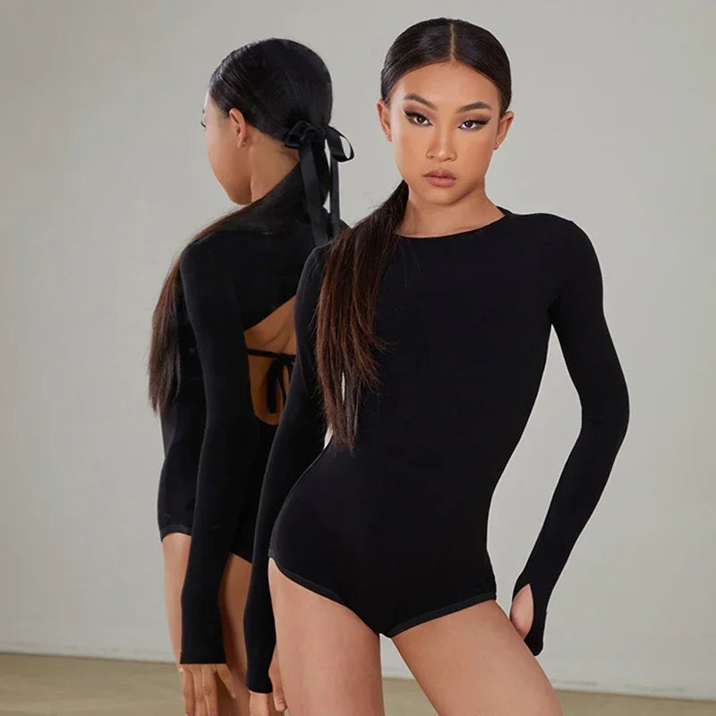 Girls Latin Dance Costume | Backless Bodysuit & Skirt