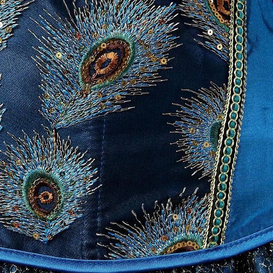 Peacock Corset & Skirt Set | Feather Embroidery