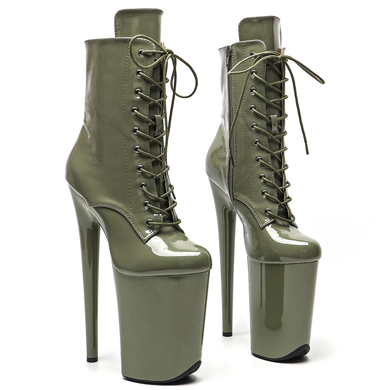 9-Inch Patent Platform Ankle Boots - High Heel Performance Boots
