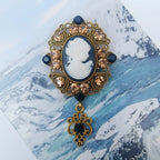 Victorian Cameo Portrait Brooch | Antique Gold & Silver | Vintage Pin