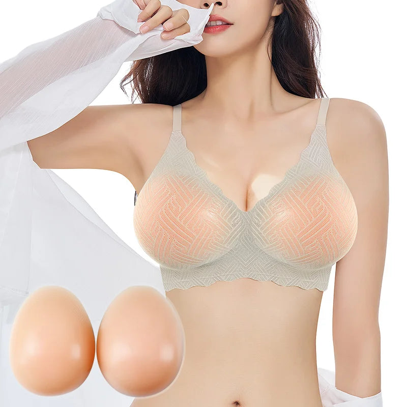 Silicone Breast Forms | 2-in-1 Lace Bra | B-E Cup