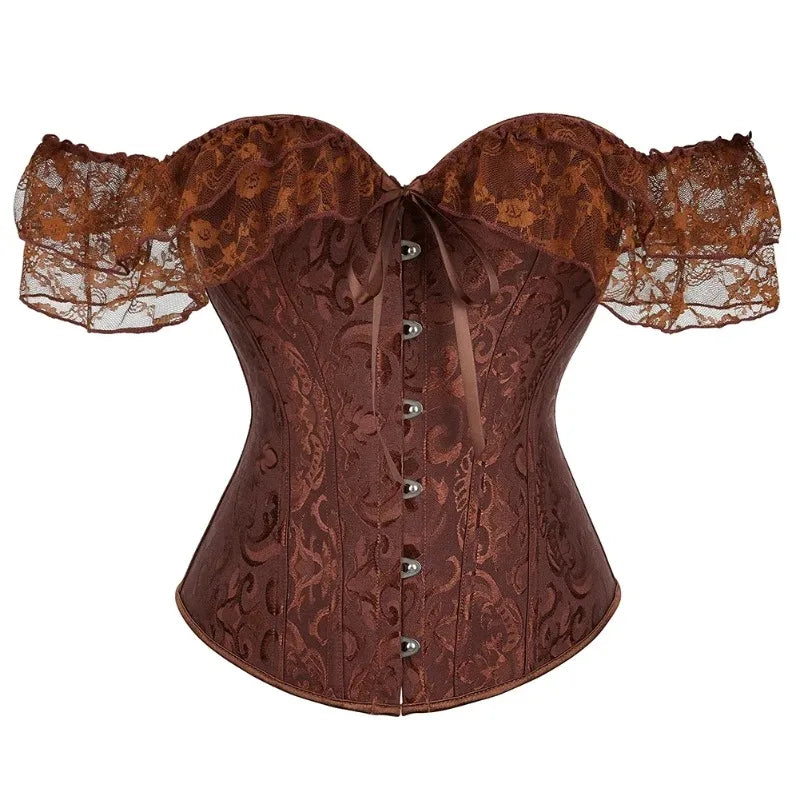 Overbust Corset | Ruffled Off-Shoulder | Victorian Gothic