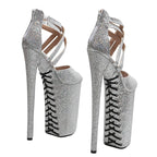 10-Inch Glitter Platform Sandals - Ankle Strap Dance Heels