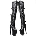 8-Inch Matte Thigh-High Boots - Lace-Up Dance Boots