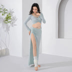Belly Dance Costume | Long Sleeve Halter Top & Slit Skirt Set
