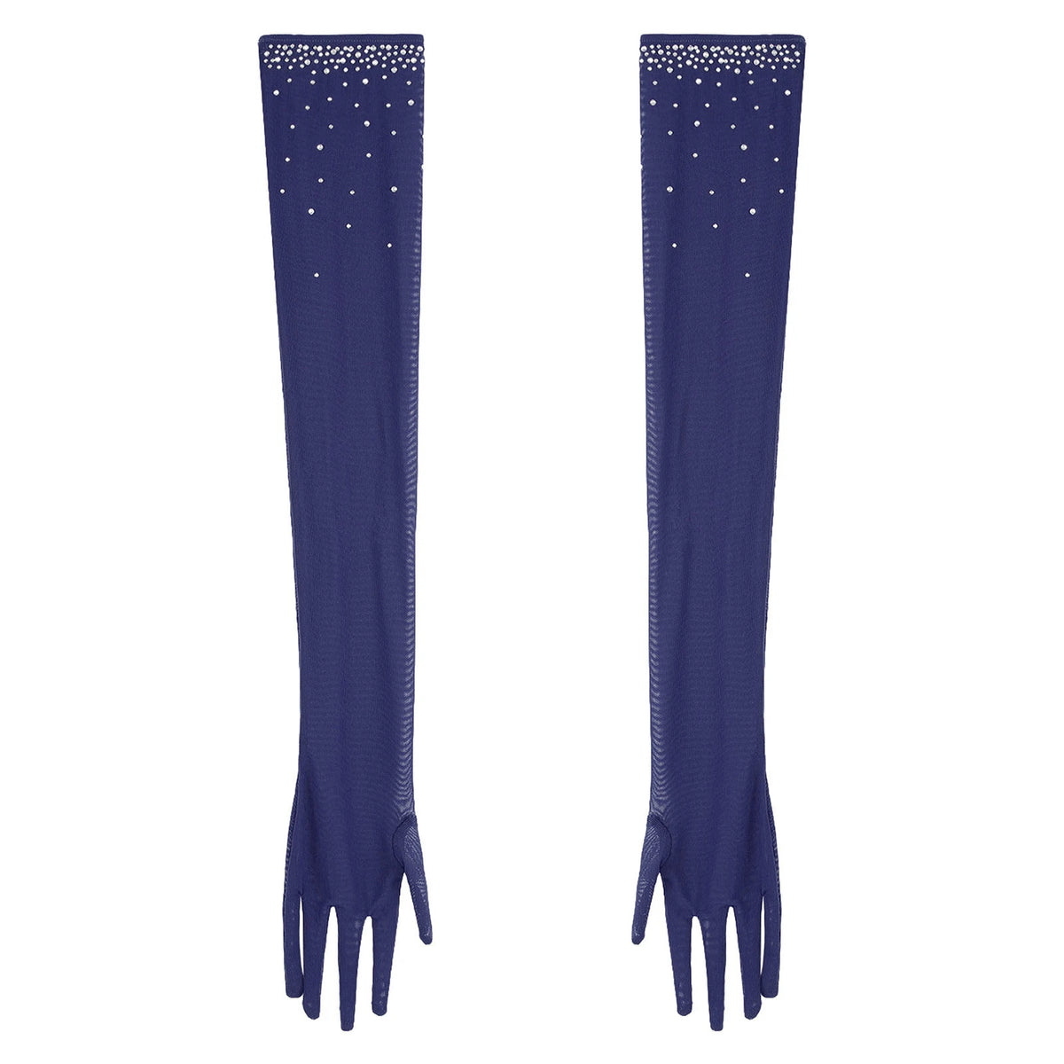 Rhinestone Mesh Gloves | Full Length | Dance