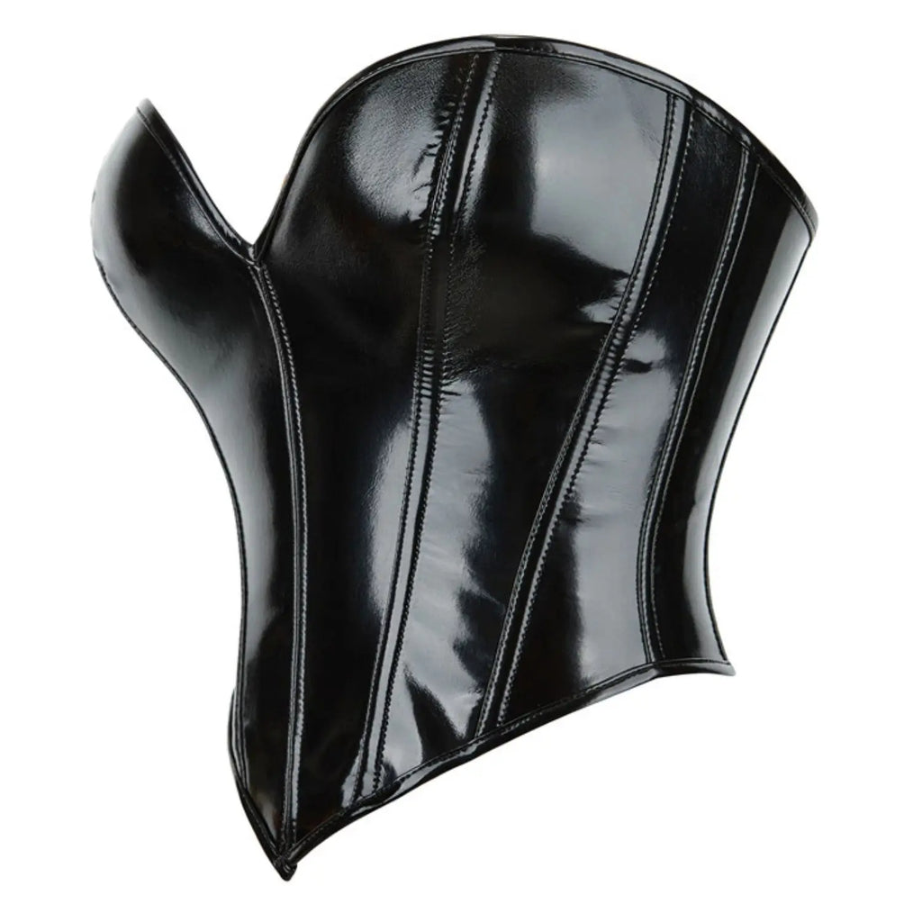 Shiny Patent Overbust Corset | Sweetheart | Black, White & Red