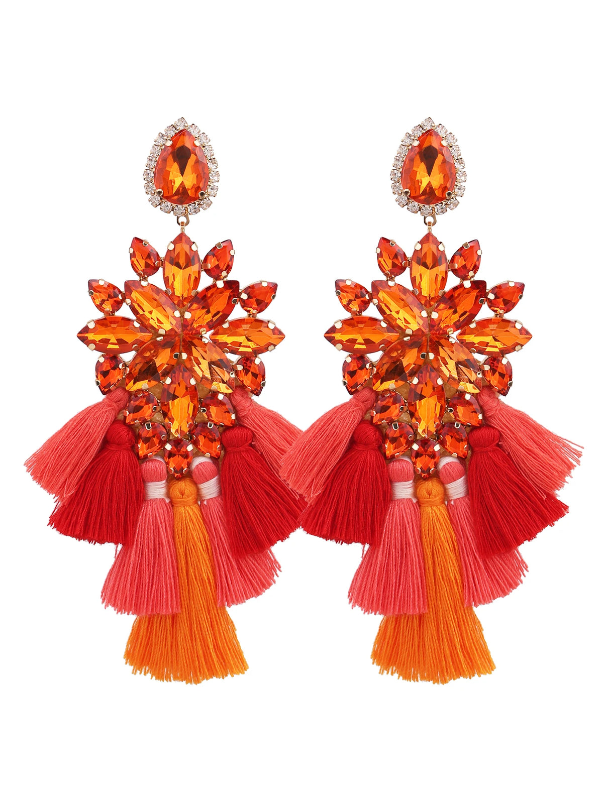 Glass Fringe Drop Earrings | Clip or Pin