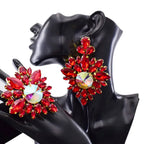 Rhinestone Earring & Ring Jewelry Set | Stage & Bridal | 5 Colors