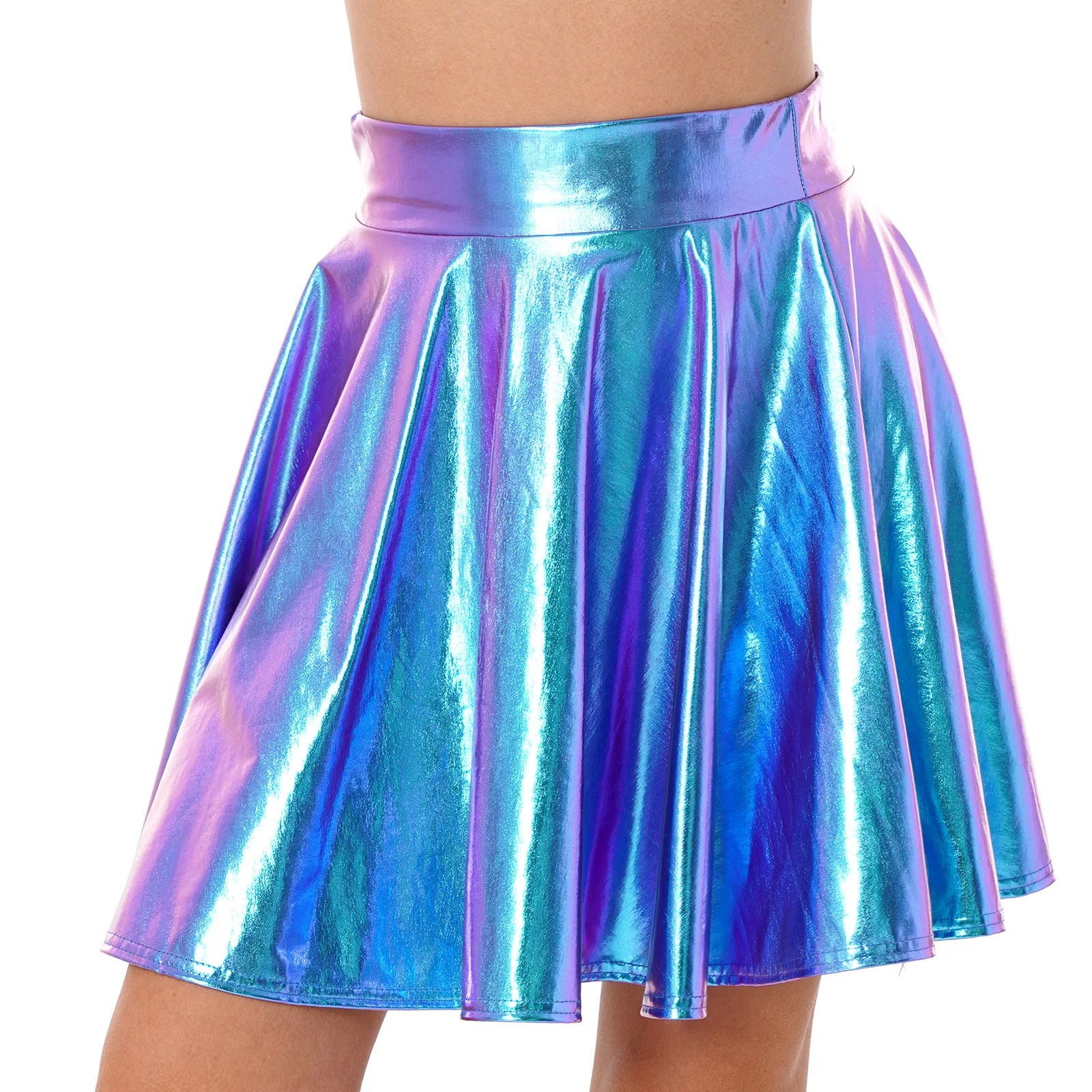 Metallic Flare Mini Skirt | Rave Festival Skater