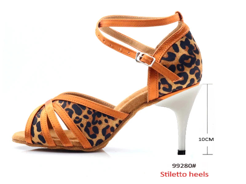 Latin Leopard Dance Heels | Satin | 6–10cm