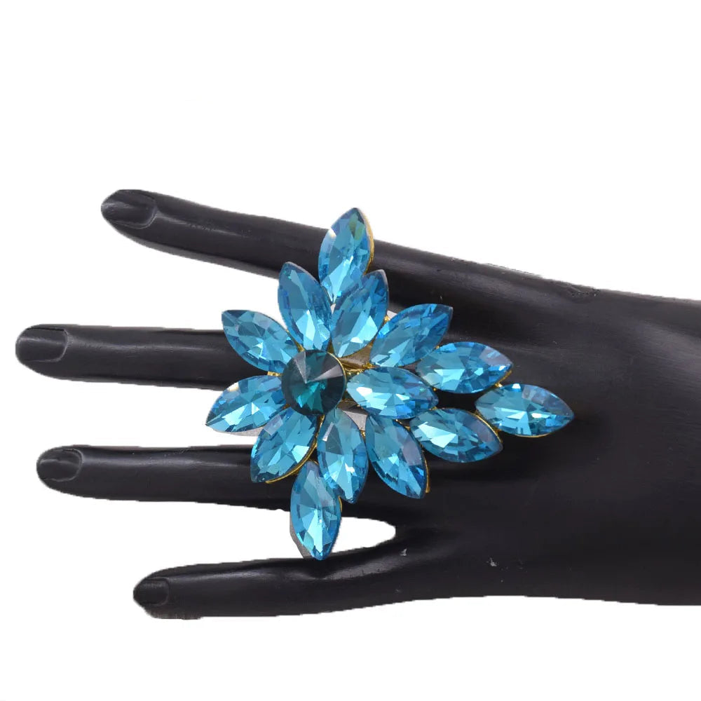 Gemstone Flower Cocktail Ring | Adjustable | 6.5cm