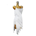 Crystal Tassel Latin Dance Dress with Accessories Set — White