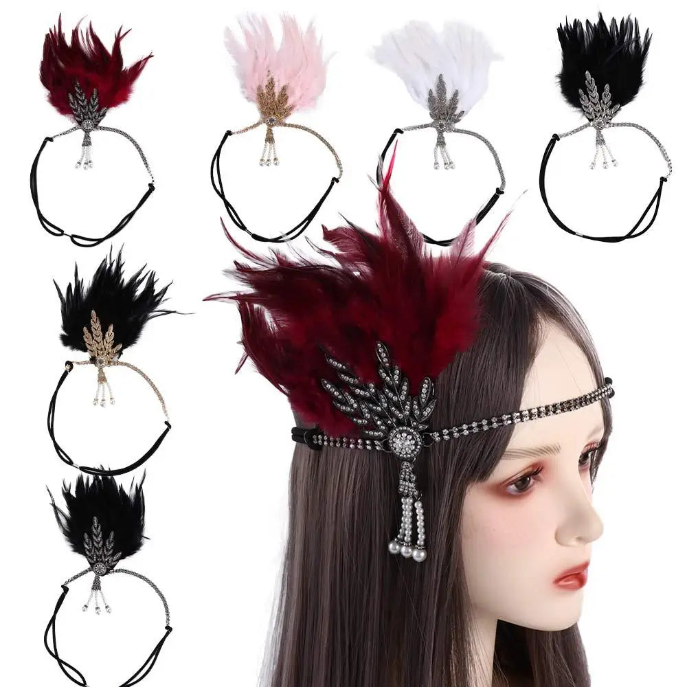 1920s Gatsby Feather Headband | Rhinestone & Pearl | 6 Styles