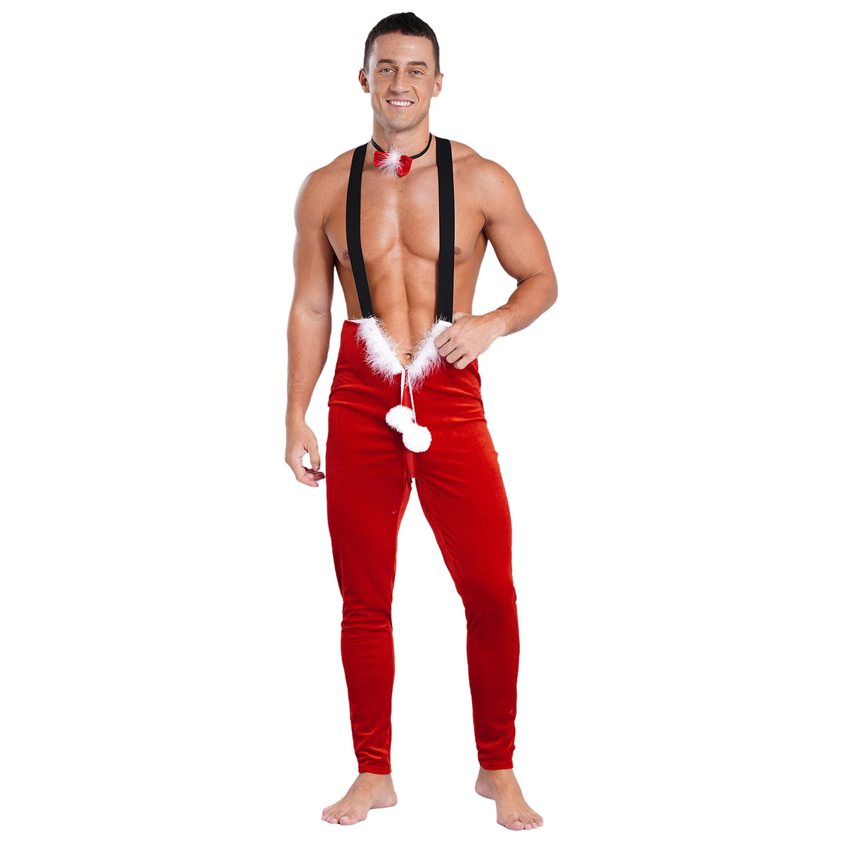 Men's Christmas Jumpsuit | Velvet & Pom-Poms