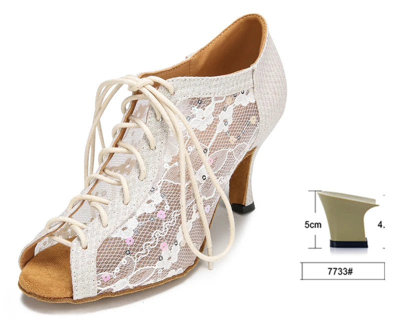 Glitter Latin Dance Boots | Lace-Up | Cuban Heel | Silver, Gold & Black