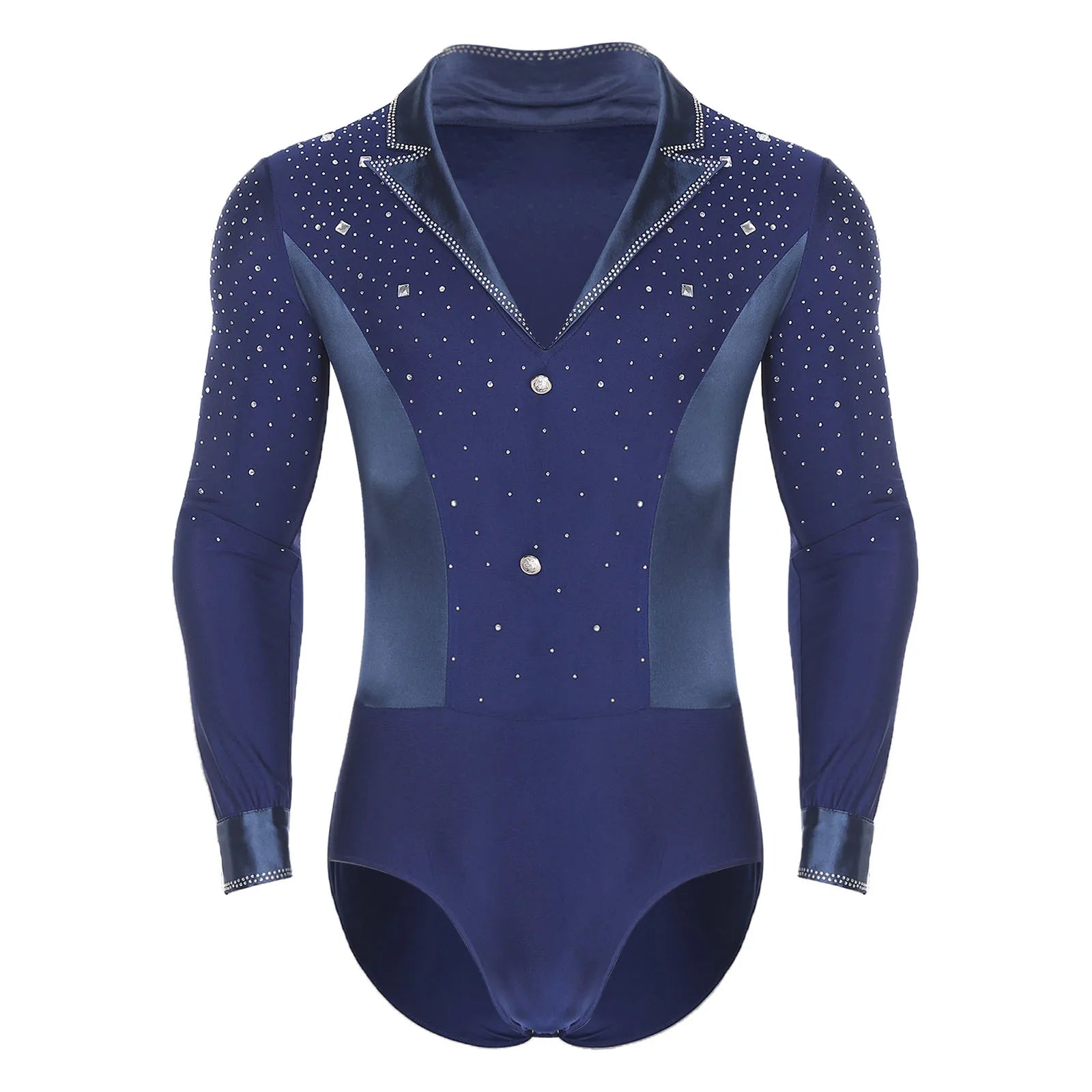 Men's Rhinestone Dance Leotard | Long Sleeve | Latin & Figure Skating
