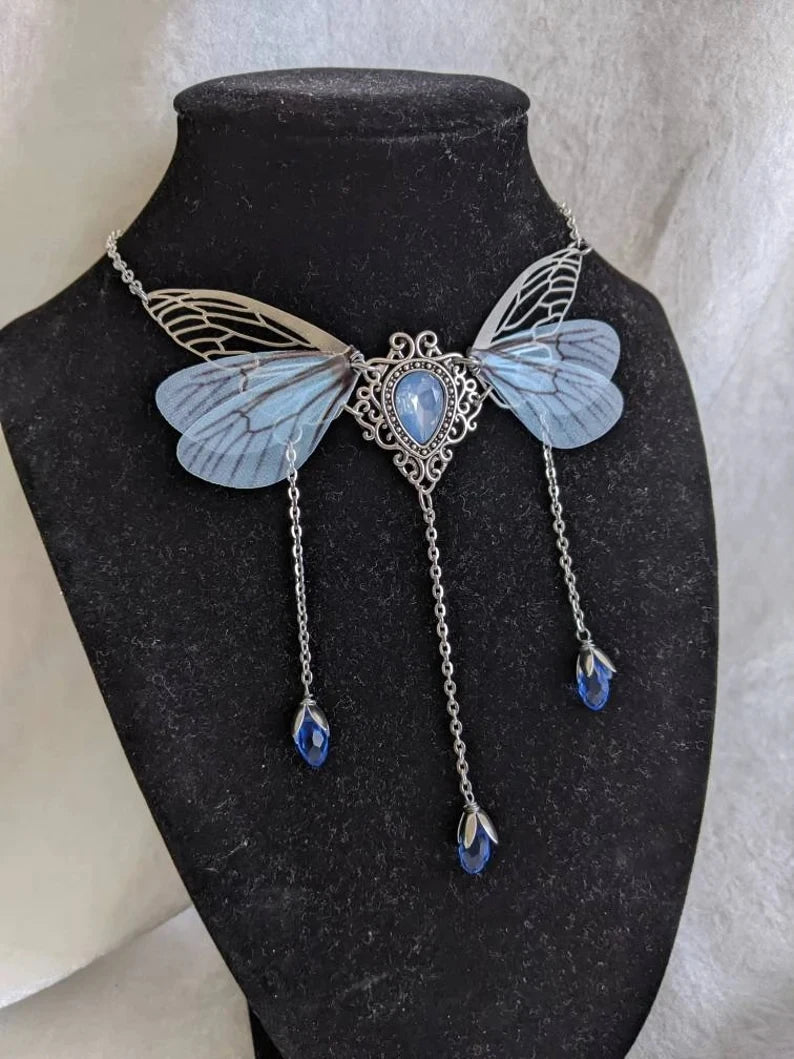 Fairy Wing Crystal Necklace | Faerie Charm | 7 Colors
