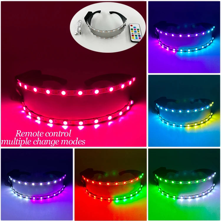 LED Light-Up Rave Glasses & Gloves | Cyberpunk Festival Eyewear
