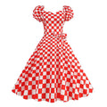 Vintage 50s A-Line Dress | Puff Sleeve | Plaid & Polka Dot
