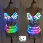 LED Sequin Fringe Mini Dress | Full-Colour RGB | Gogo & Festival Costume