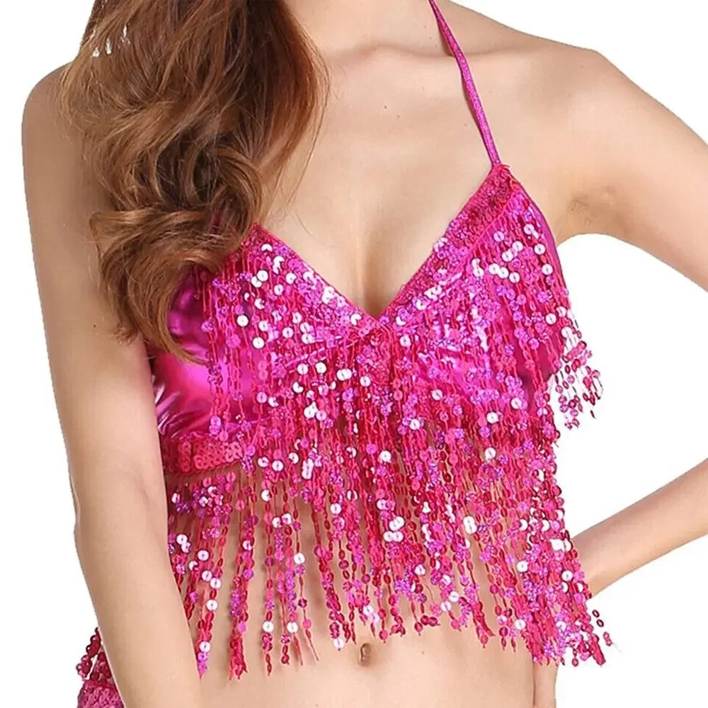 Beaded Coin Tassel Belly Dance Bra | Adjustable | Belly Dance & Stage | One Size