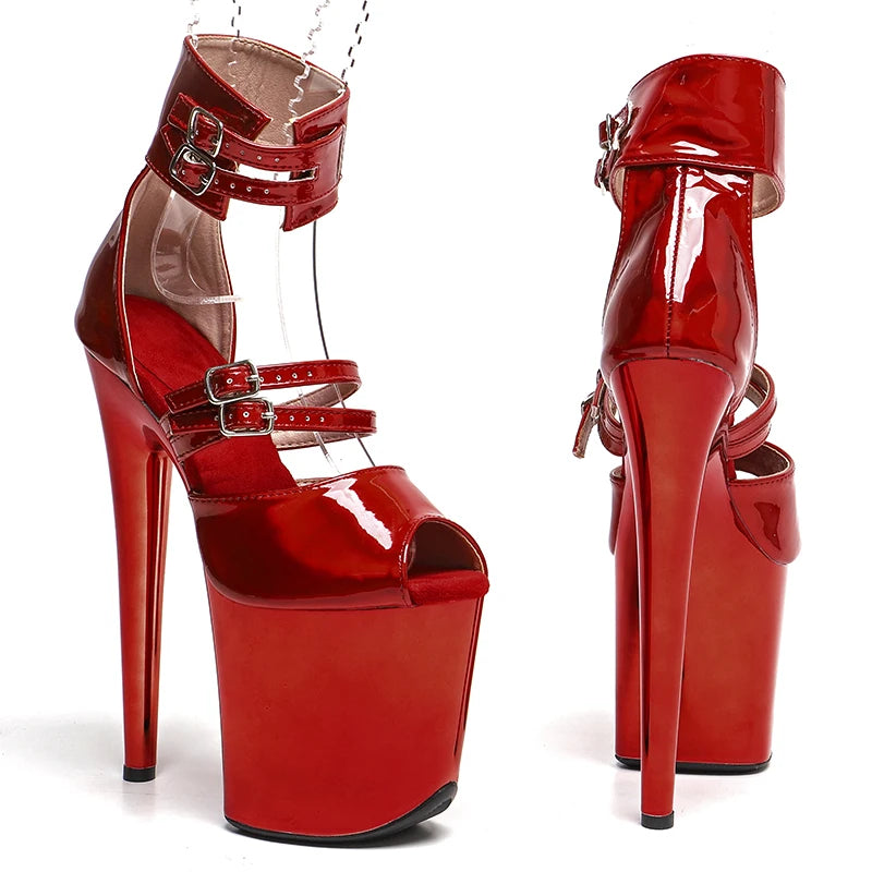 8-Inch Shiny Open-Toe Platform Sandals