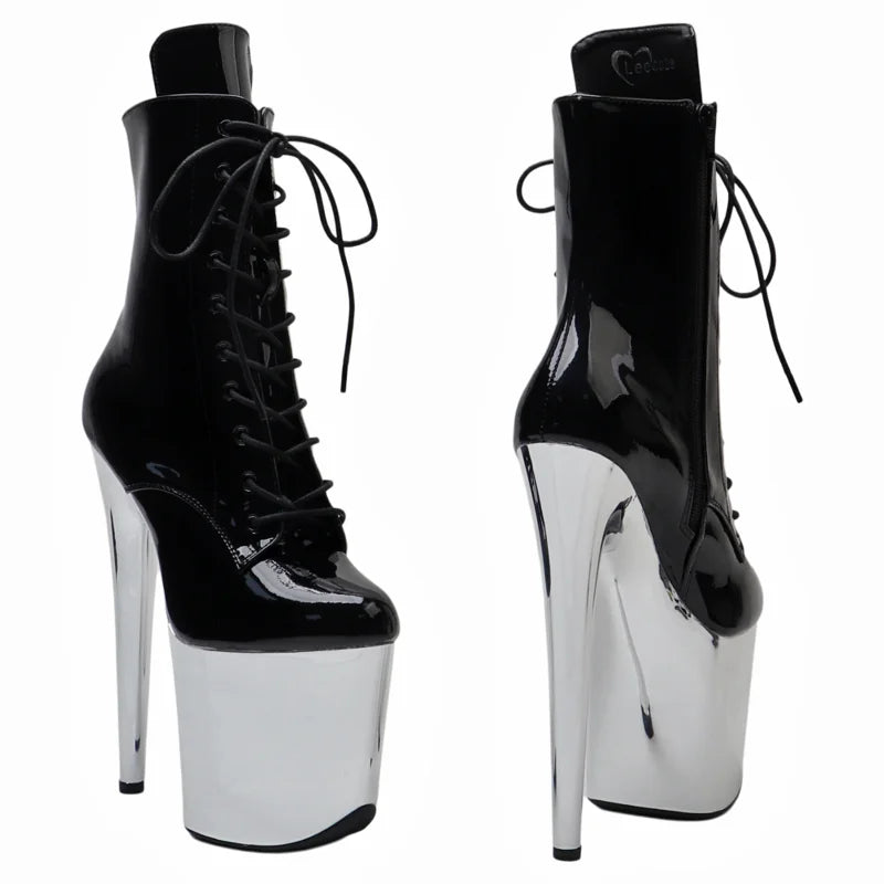 8-Inch Platform Ankle Boots - Lace-Up Dance Boots