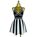 Stripe Halter Bandage Dress | Black & White | Mini