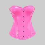 Pink PU Leather Overbust Corset