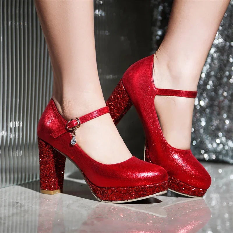 Mary Jane Platforms | Glitter | 8.5cm