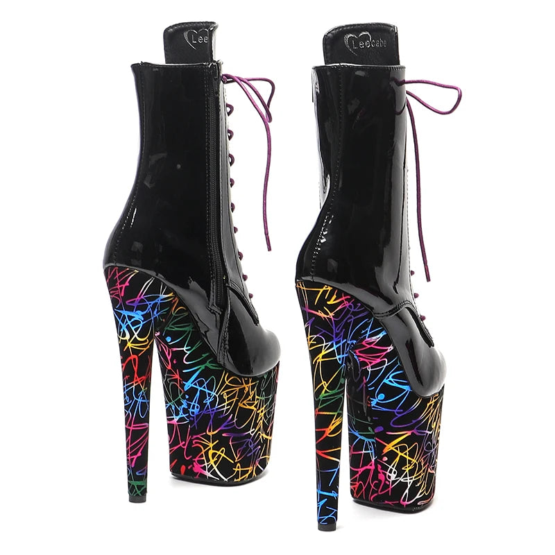 8-Inch Patent Platform Boots - High Heel Performance Boots