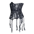 Floral Lace Overbust Corset | Garter Straps | Plus Size