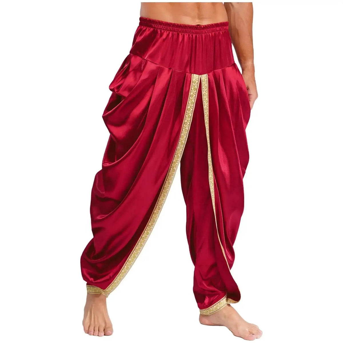 Men's Satin Dhoti Pants | Draped | Elastic Waist