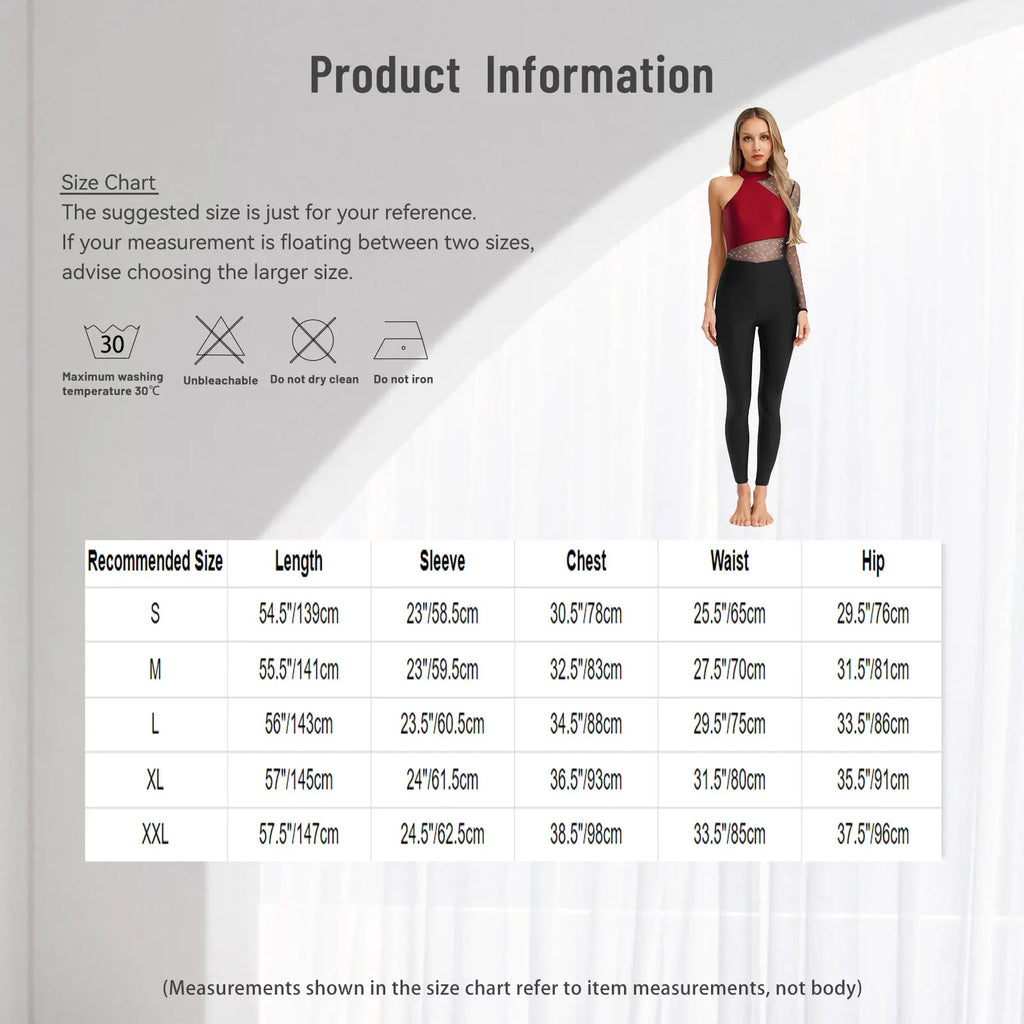 One Shoulder Rhinestone Mesh Jumpsuit | Dance Unitard