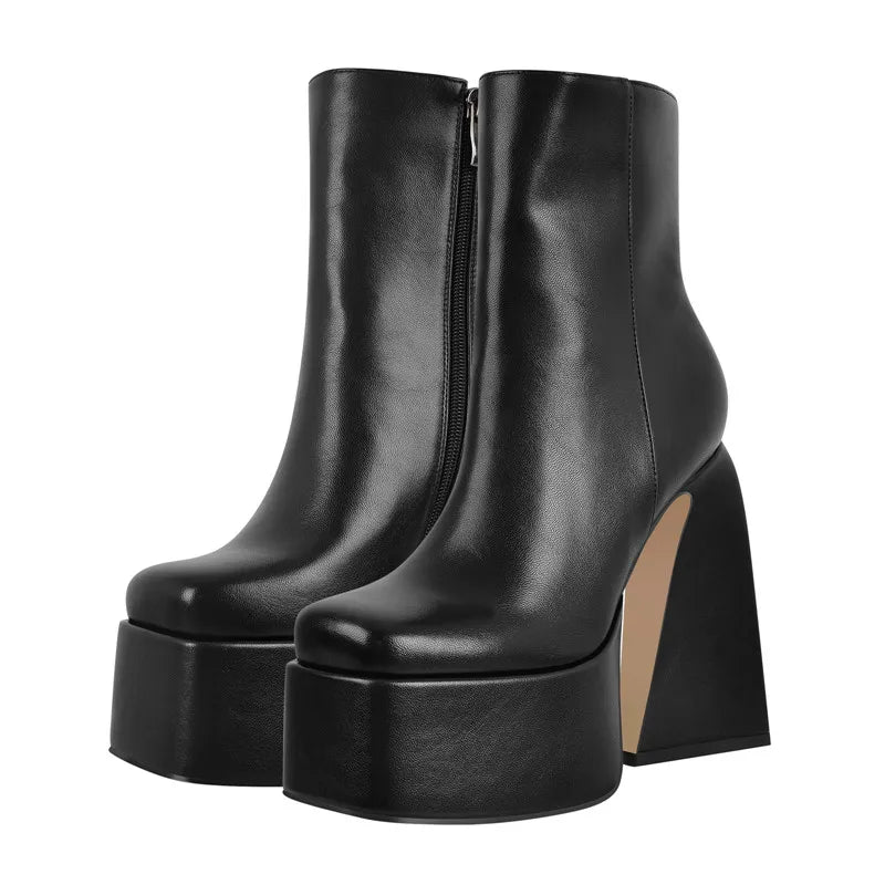 Square Toe Platform Ankle Boots | Chunky Heel | 6 Colors | Sizes 5–15