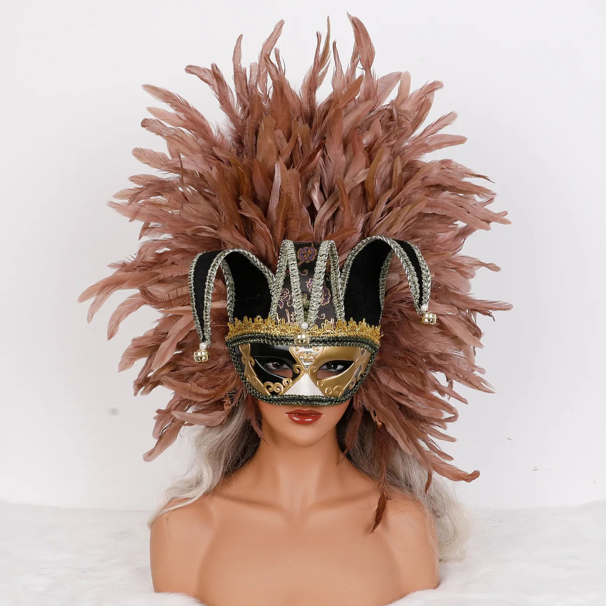 Feather Masquerade Mask | Jester Crown