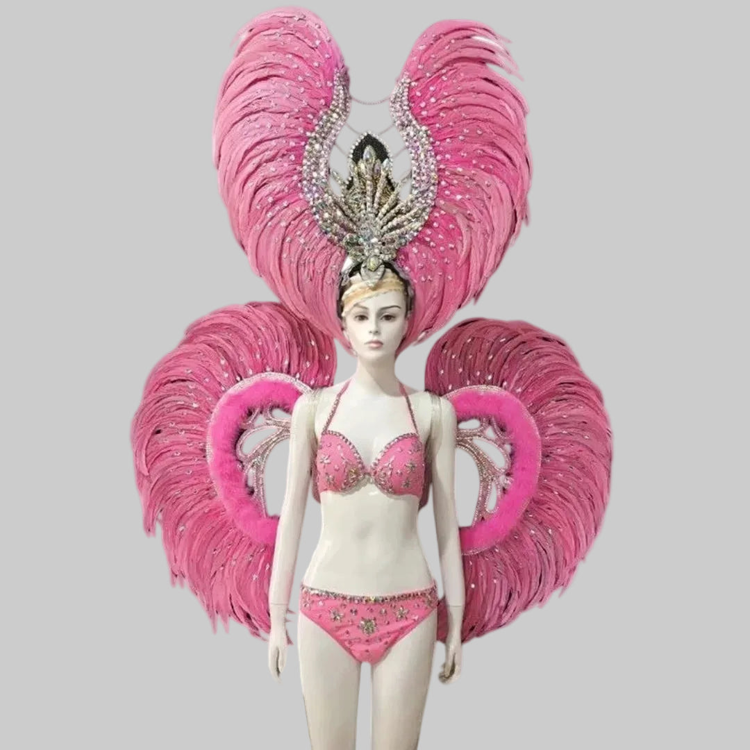 Feather Headdress & Wings Set - Handcrafted Carnival Performance Costume